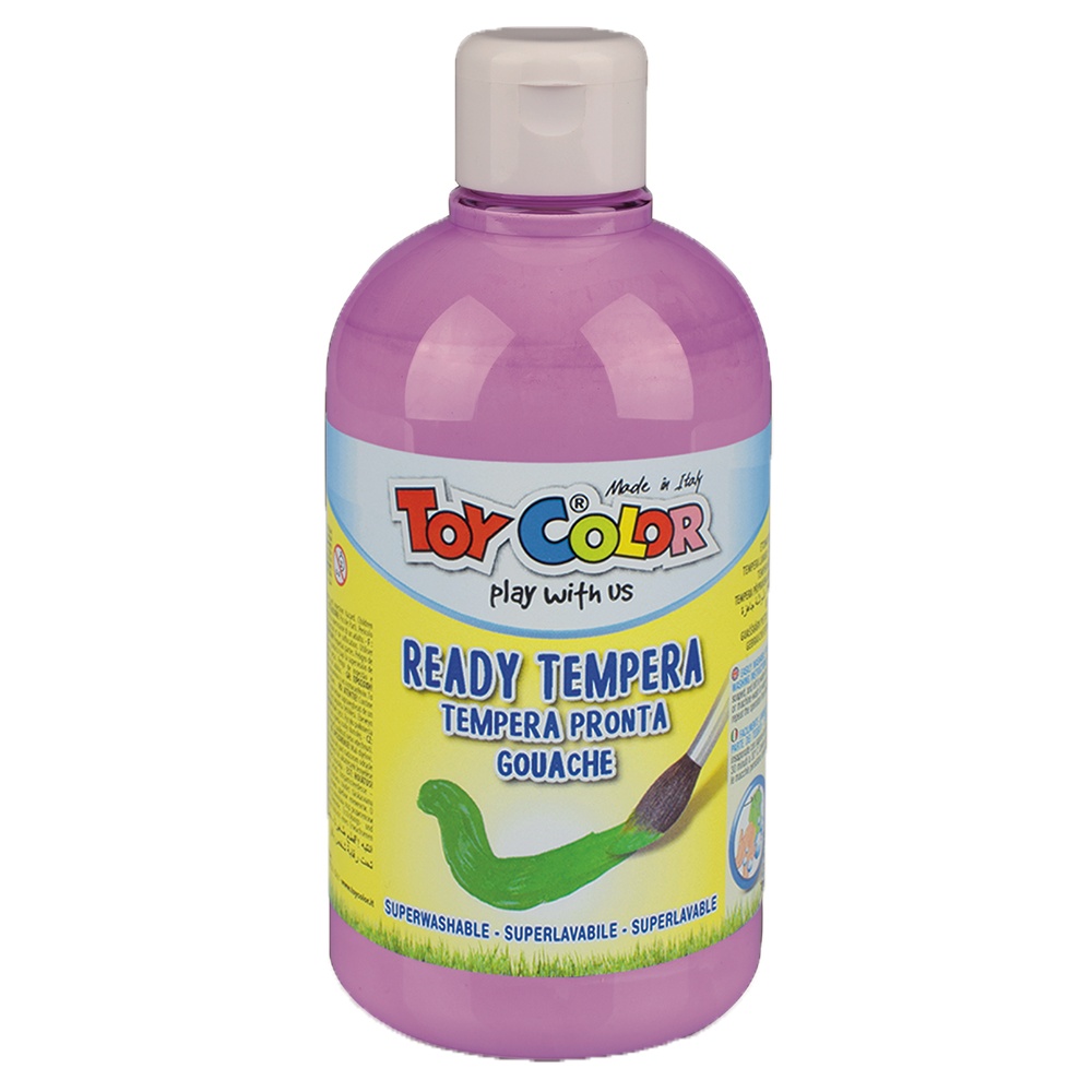 Toy Color - Superwashable Ready-Mix Tempera Paint for Kids - Pastel Shades - Bulk Pack 6 x 500ml