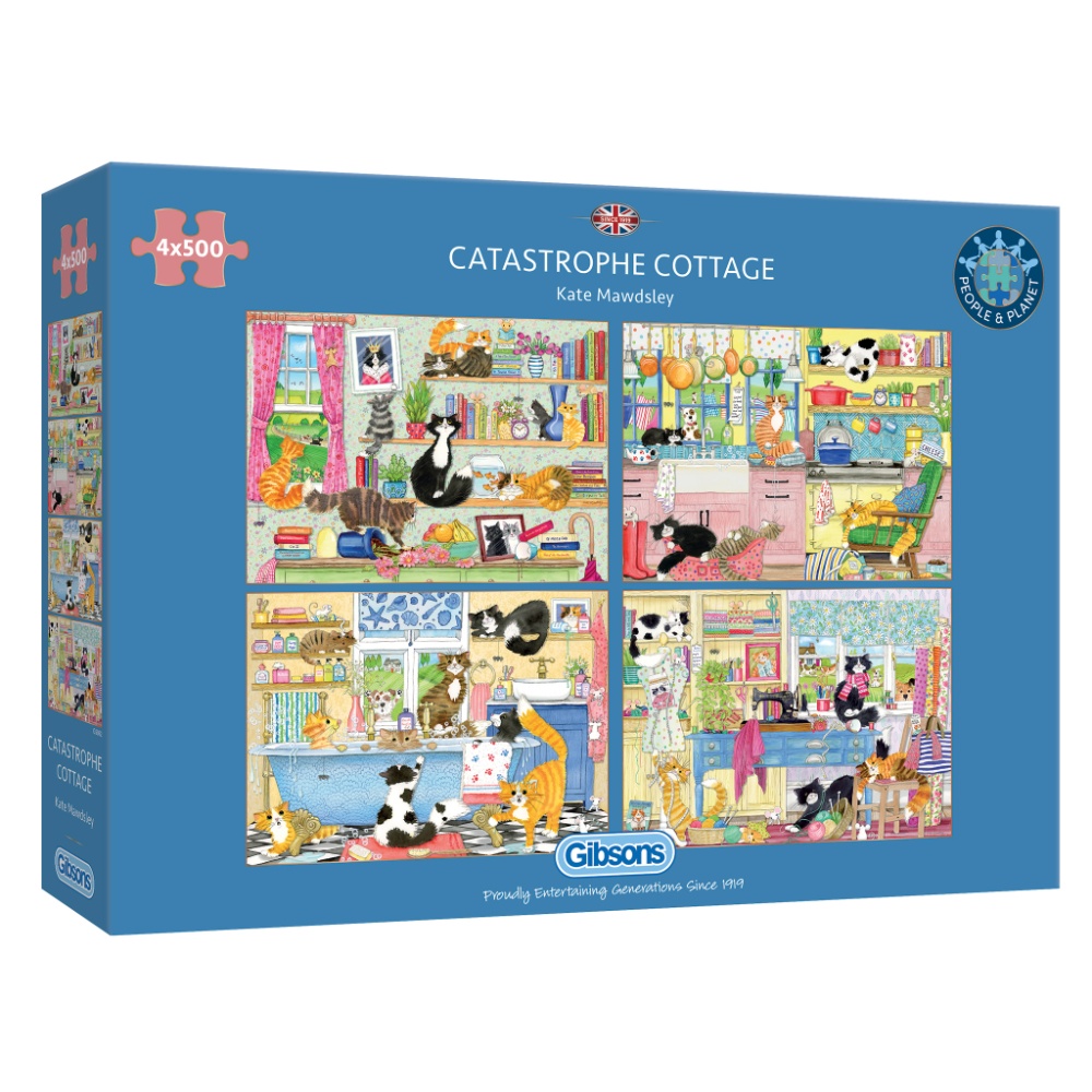 Gibsons - Catastrophe Cottage - 4 x 500 Piece Jigsaw Puzzles
