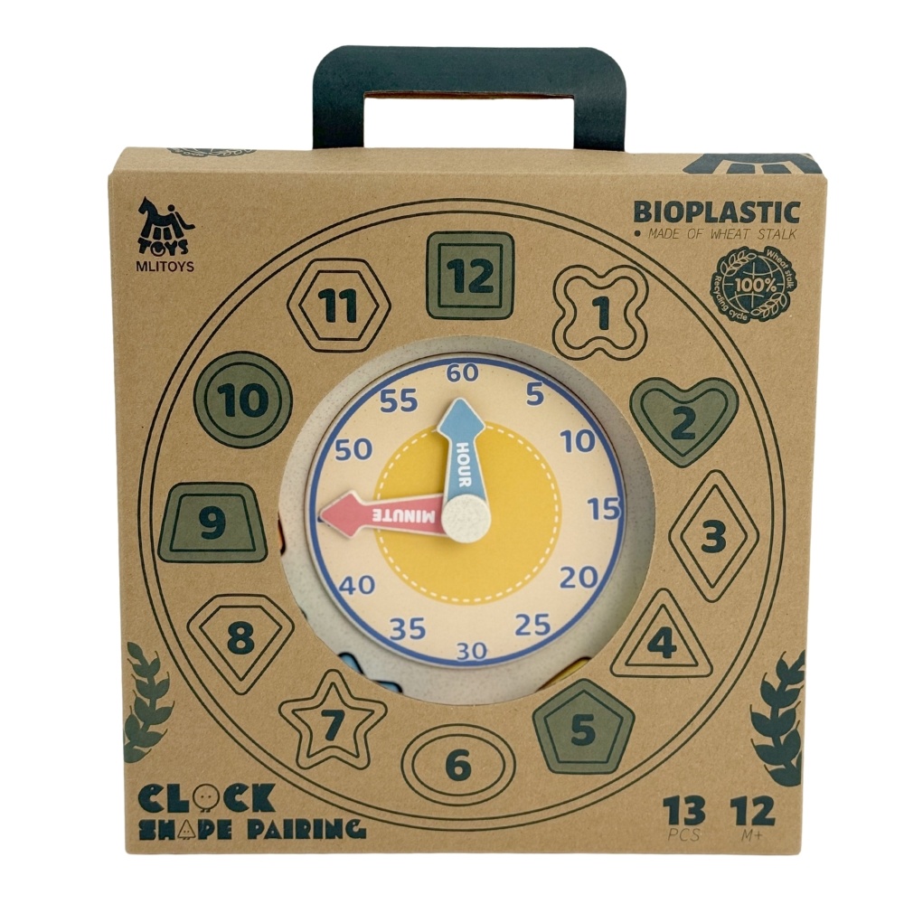 Mingli Toys - Clock Shape Sorter Puzzle - Eco-friendly Educational Toy - 13 Pieces