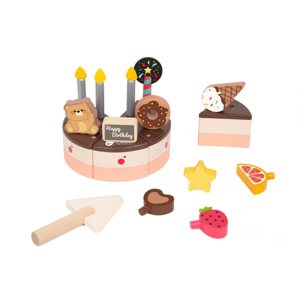 Classic World - Pretend & Play - Chocolate Birthday Cake - 19pcs