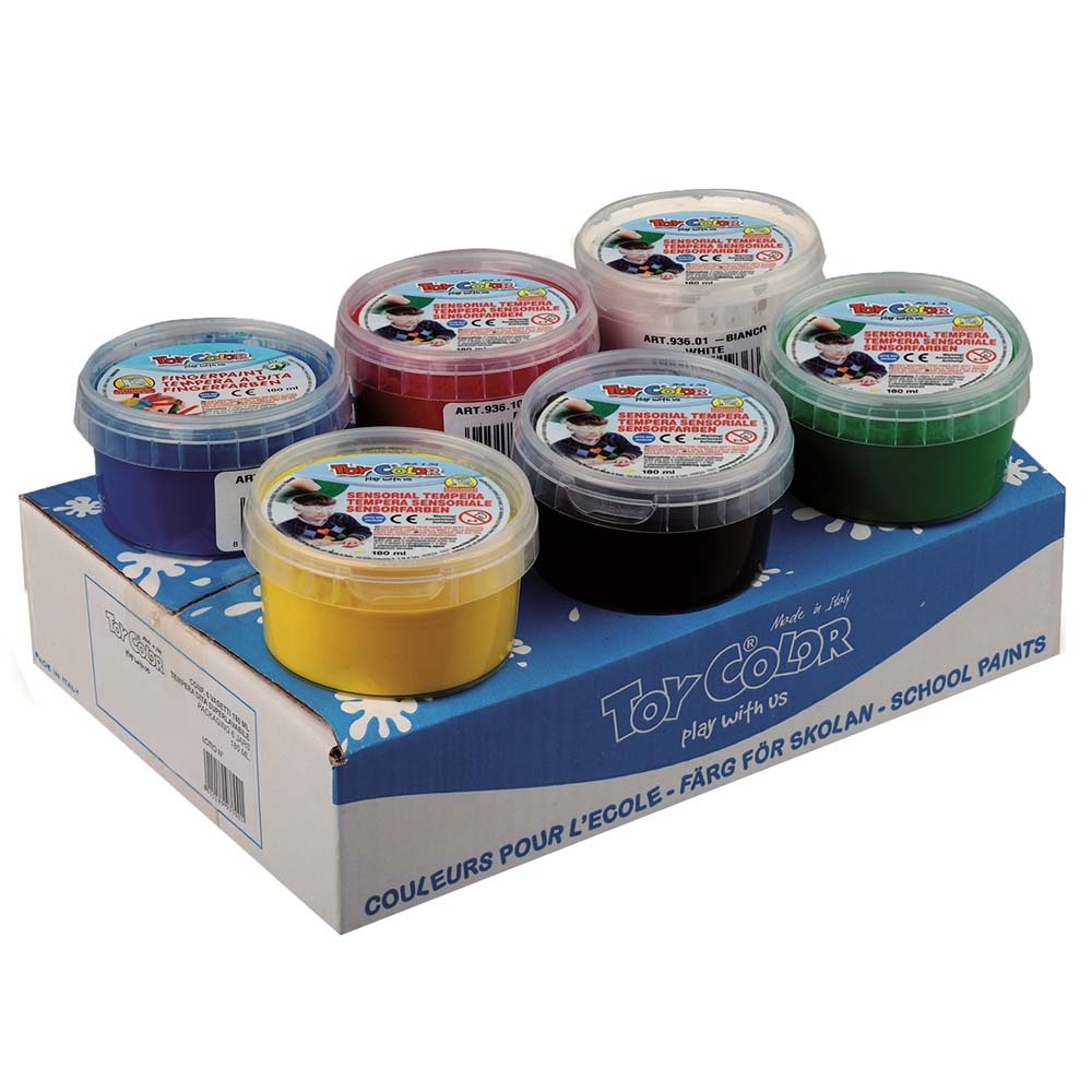 Toy Color - Multisensorial Tempera Paint - 6 x 180ml - Superwashable Sensory Paint for Kids
