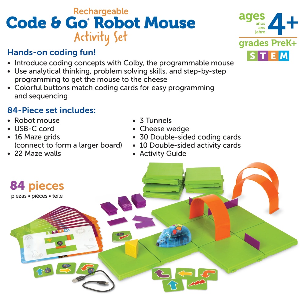 Learning Resources - Code & Go Mouse Activity Set - Rechargeable - 84 Pieces