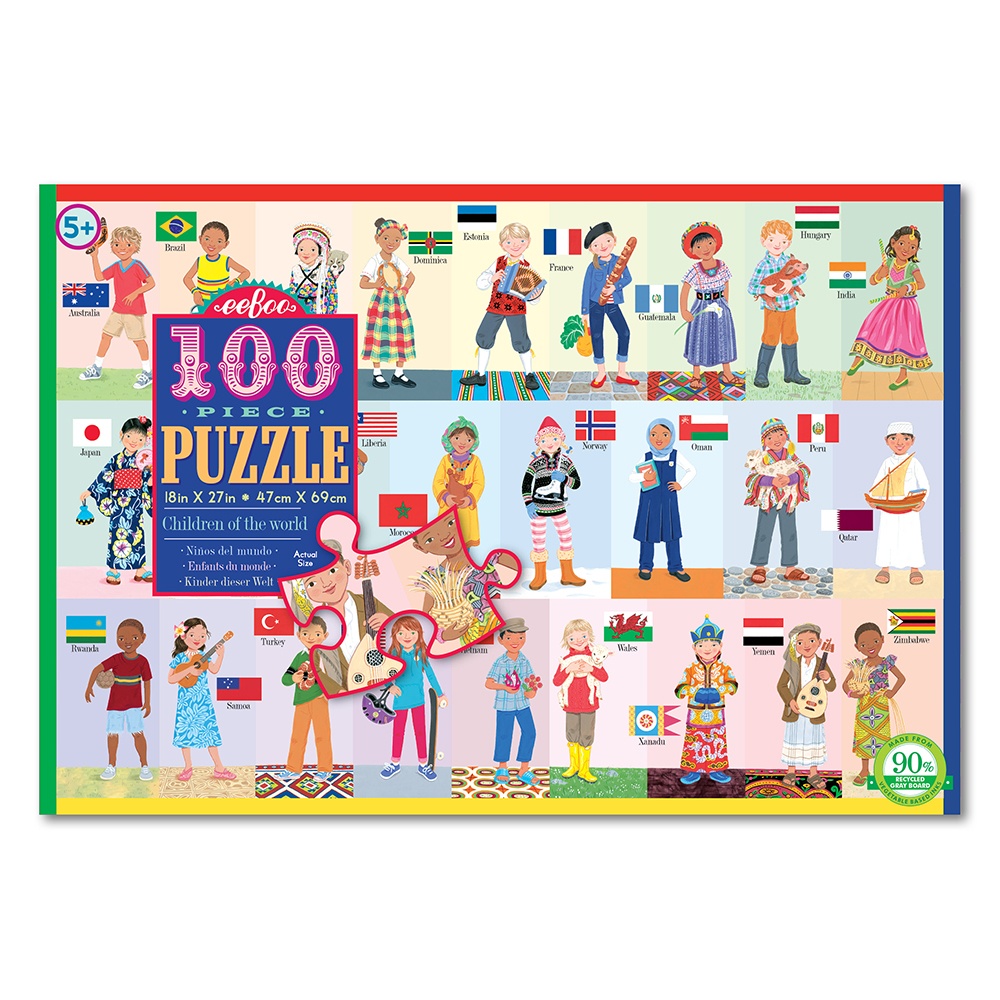 eeBoo - Children of the World - 100 Piece Jigsaw Puzzle for Kids