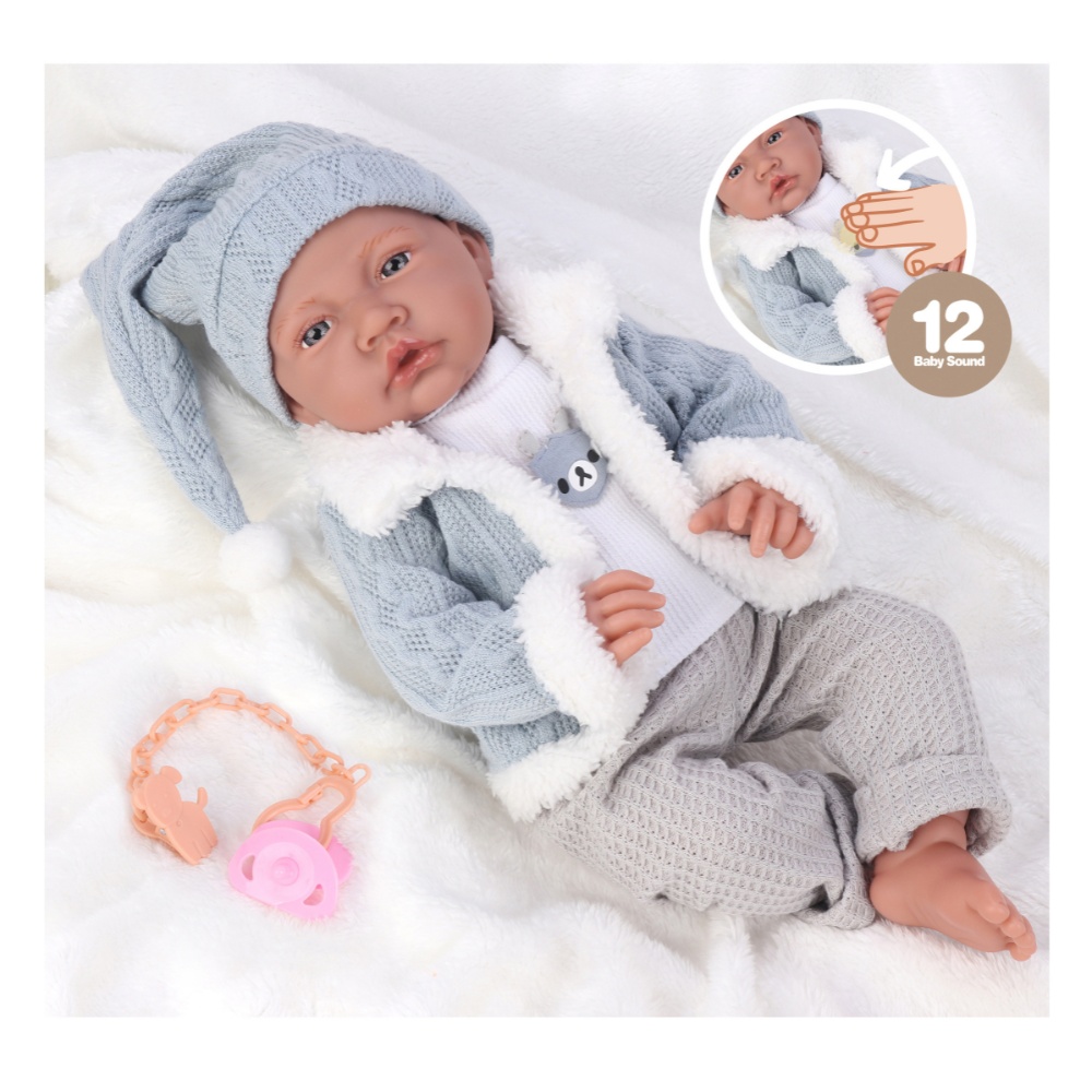 Baby Boy Doll with 12 Sounds - Soft Cotton Body - 40cm