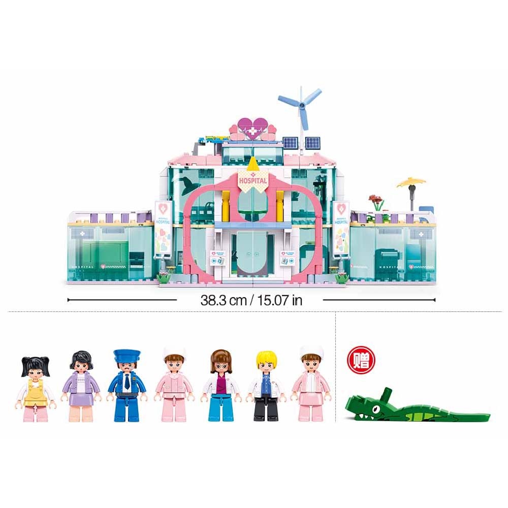 Sluban Building Set: Metropolis Pull Back - Dream City Hospital - 668 Pieces