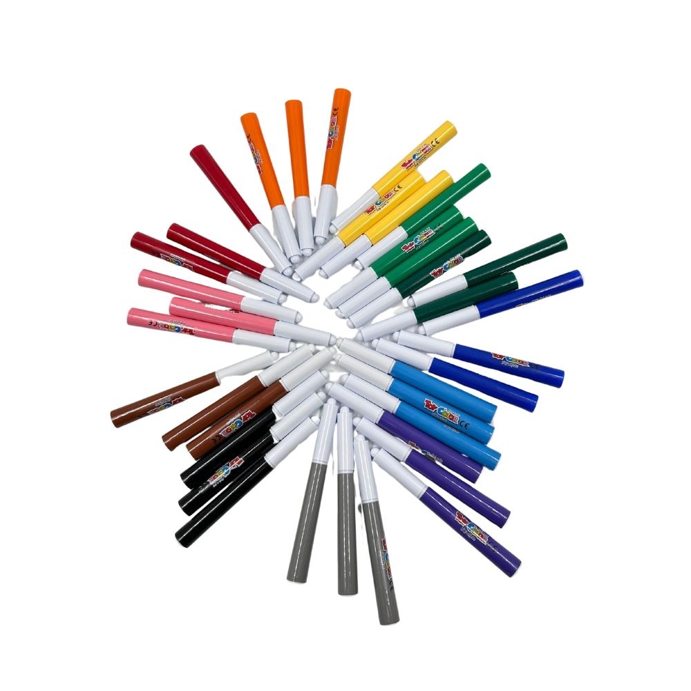 Toy Color - Jumbo Fibre Markers - 5mm Tip Jar - 12 Colours - 48pcs
