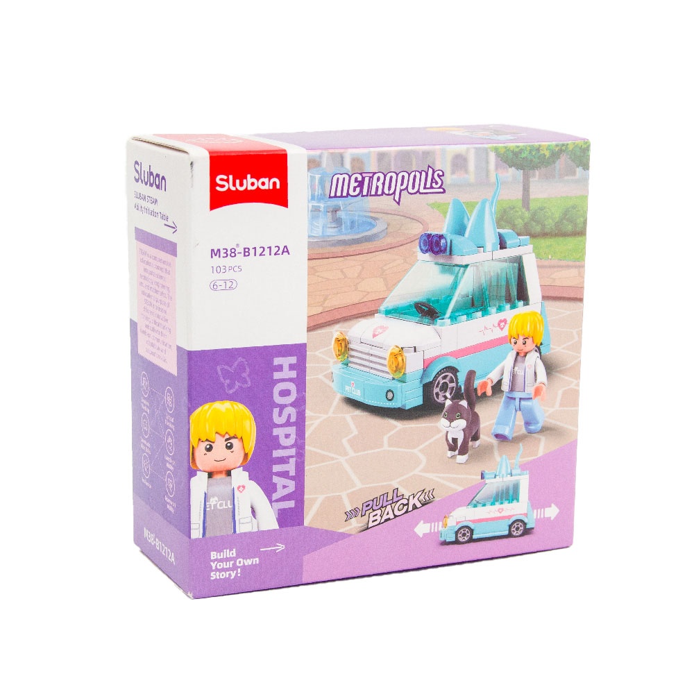 Sluban Building Set: Metropolis Pull Back - Pet Pickup Car - 103pcs