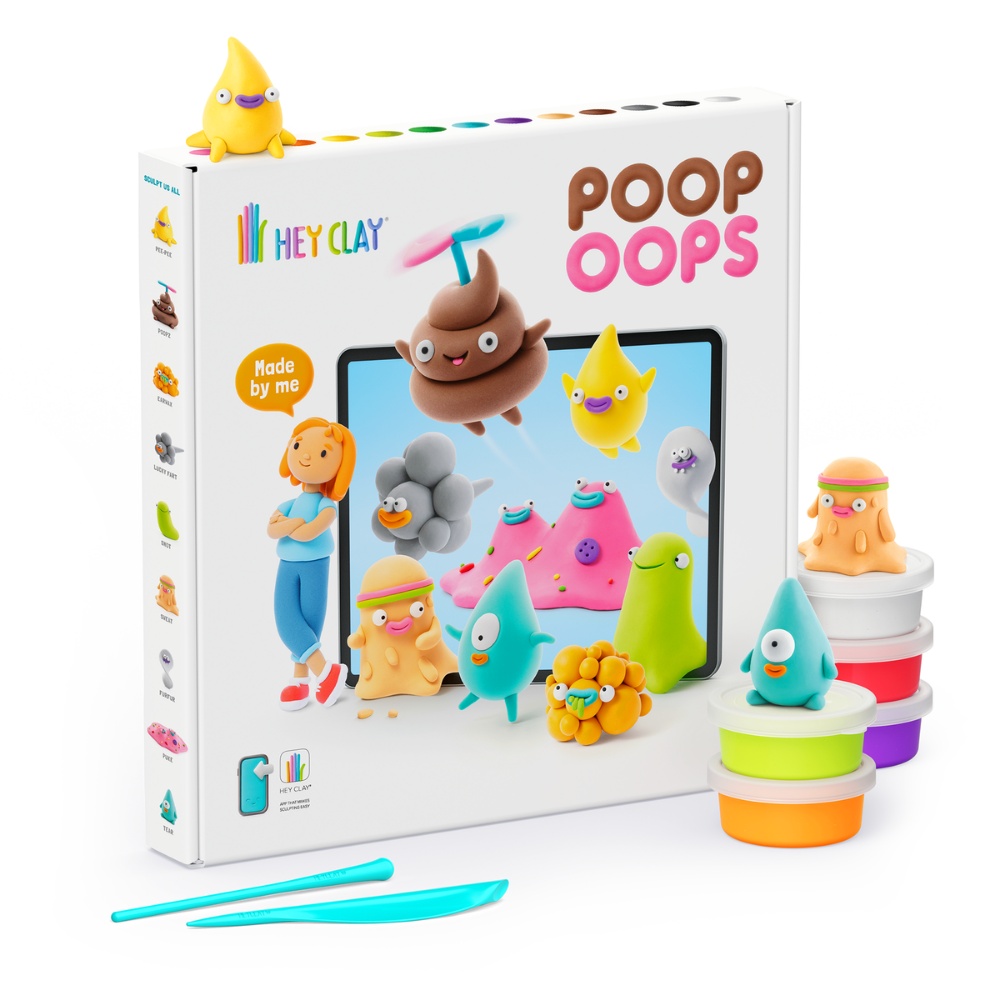 Hey Clay - Modelling Air-Dry Clay with Fun Interactive App - Poop Oops, 16 cans