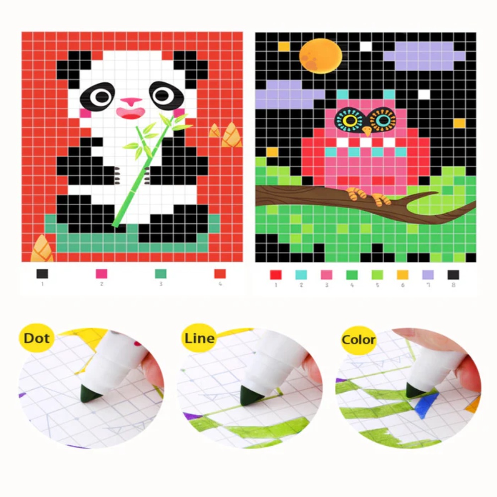 Jar Meló - Pixel Pictures Colouring Book - Animal World - 16 pcs