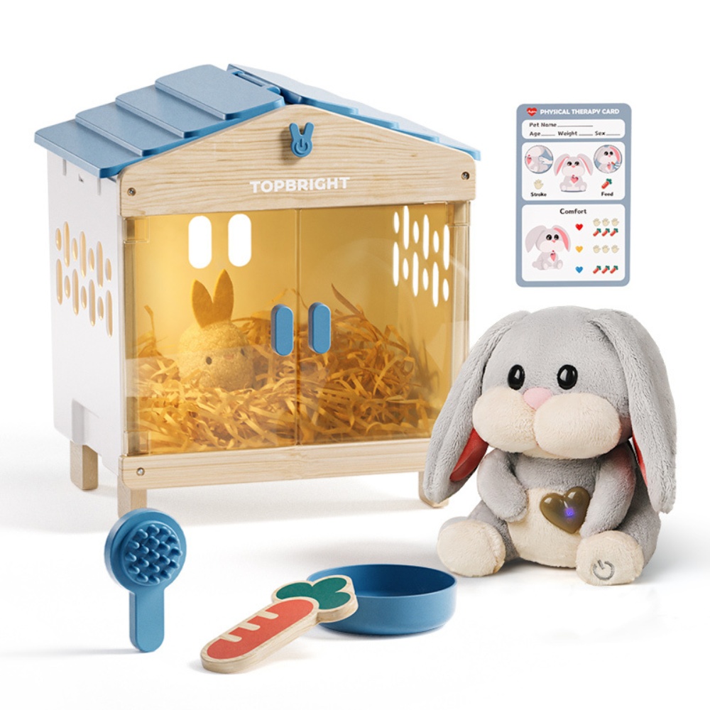 TopBright - Pretend Play Pet Care Kit - Interactive Bunny with Sound & Lights