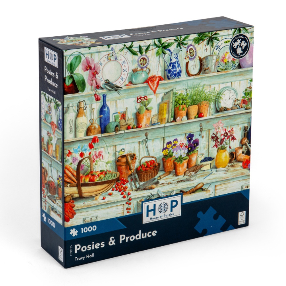 House of Puzzles - Posies & Produce - 1000 Piece Jigsaw Puzzle