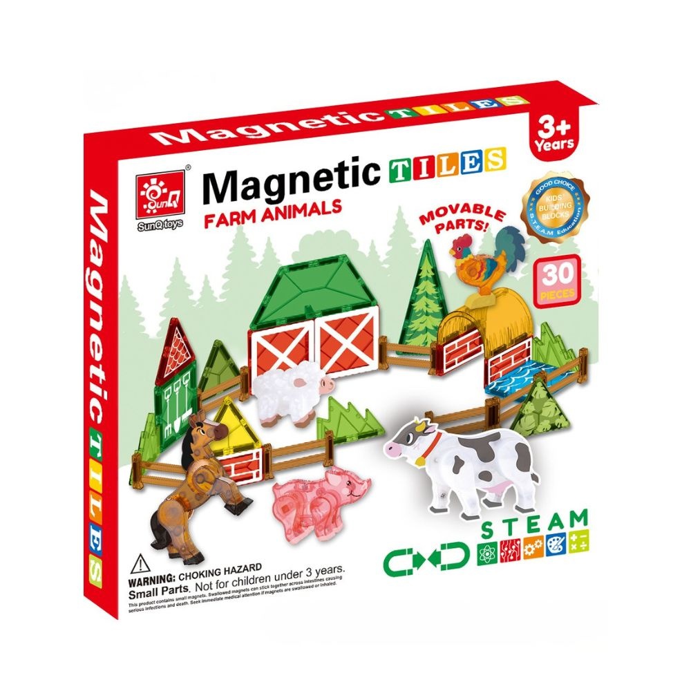 Magnetic Tiles - Farm Animal Set - 30 Pieces