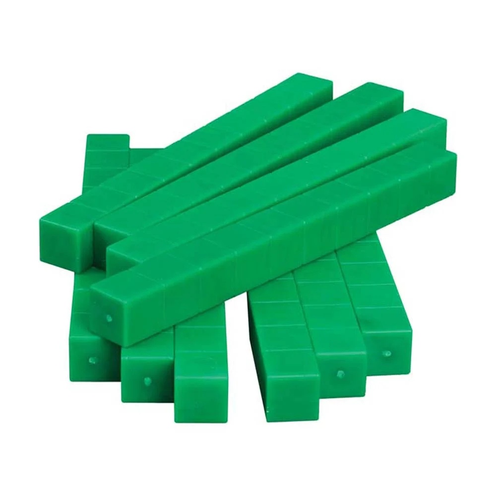 EDX Education - Base Ten Blocks - Plastic - Green Rods - 50pcs Polybag