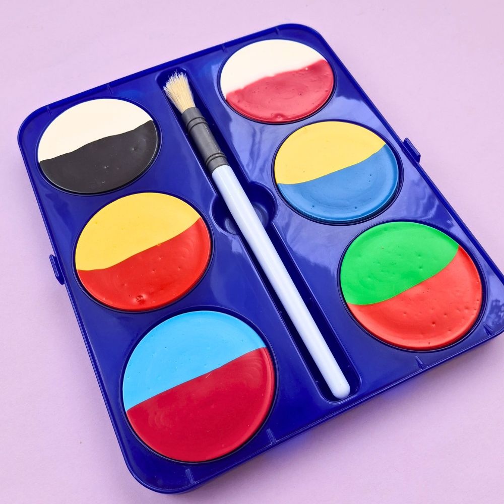 Toy Color - Watercolours Maxi - 6 Giant Dual Colour Tablets with Brush - 55mm Size