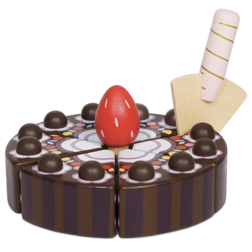 Le Toy Van - Wooden Chocolate Gateau Sliceable Cake - 8pcs