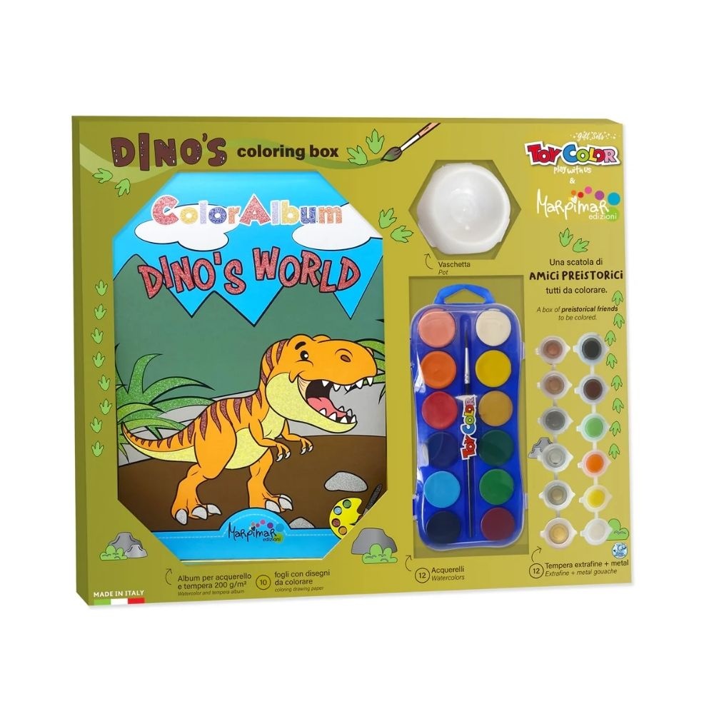 Toy Color - Dinosaur Painting Gift Set - Watercolours + Tempera - 32pcs
