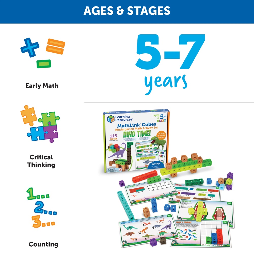 Learning Resources - MathLink® Cubes Early Maths Activity Set - Dino Time