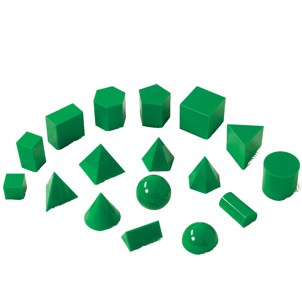 EDX Education - Geometric Solids - 5cm Green Plastic - 17pcs