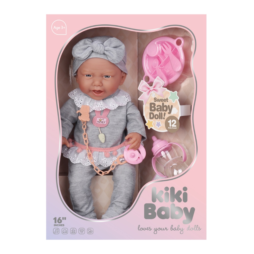 Baby Doll with Vinyl Body, 12 Sounds, Cute Outfit & Accessories - 40cm