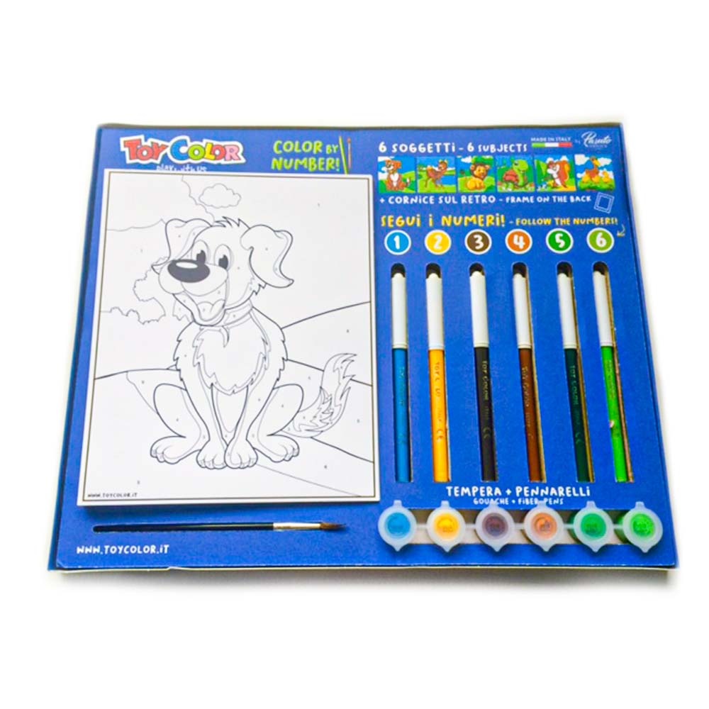 Toy Color - Paint By Numbers Set - 6 Designs with Tempera Paints, Pens & Markers