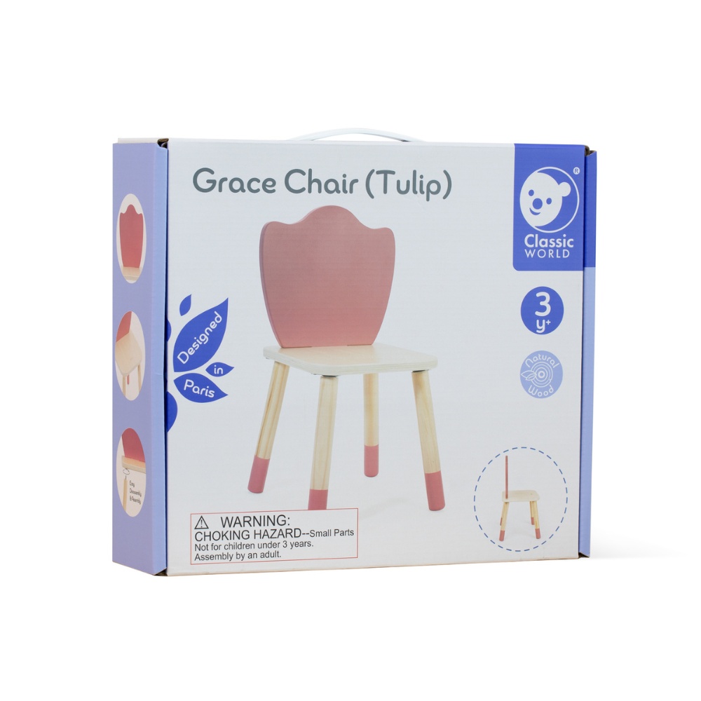 Classic World - Wooden Kids Grace Chair - Tulip - 28 x 28 x 48.9 cm