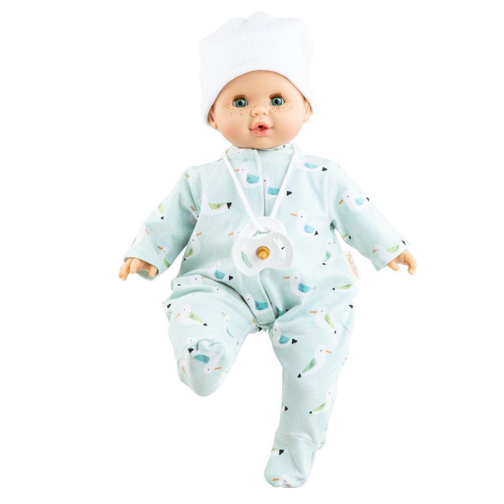 Paola Reina Dolls: Crying Baby Doll with Pyjama's & Pacifier: Alex - 36cm