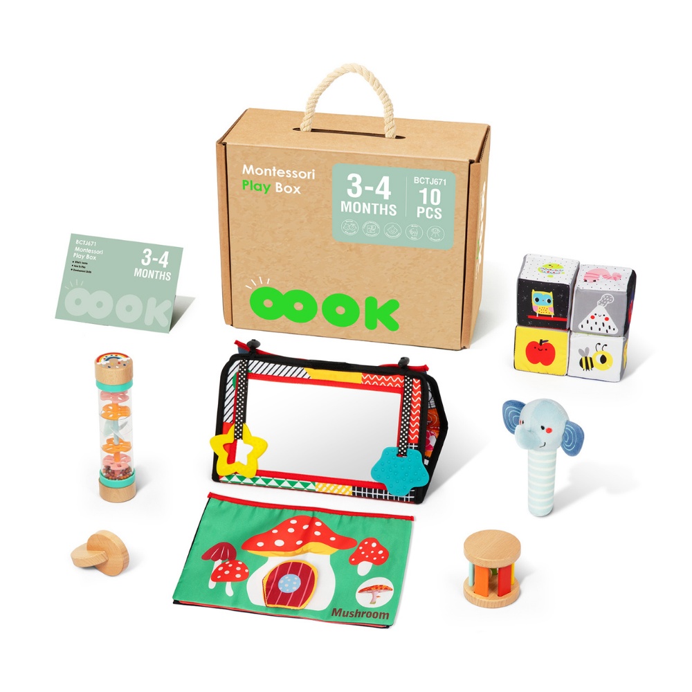TookyToy - Montessori Activity Box Baby Playset - 3-4 Months