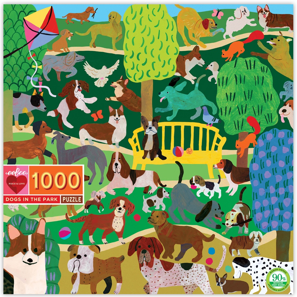 eeBoo - Dogs in the Park 1000pc Puzzle -**