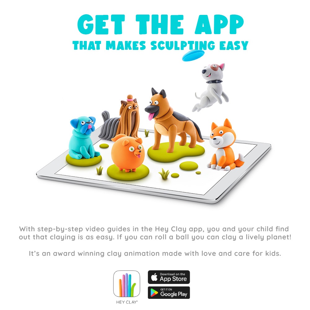 Hey Clay - Modelling Air-Dry Clay with Fun Interactive App - Dog Story, 15 cans