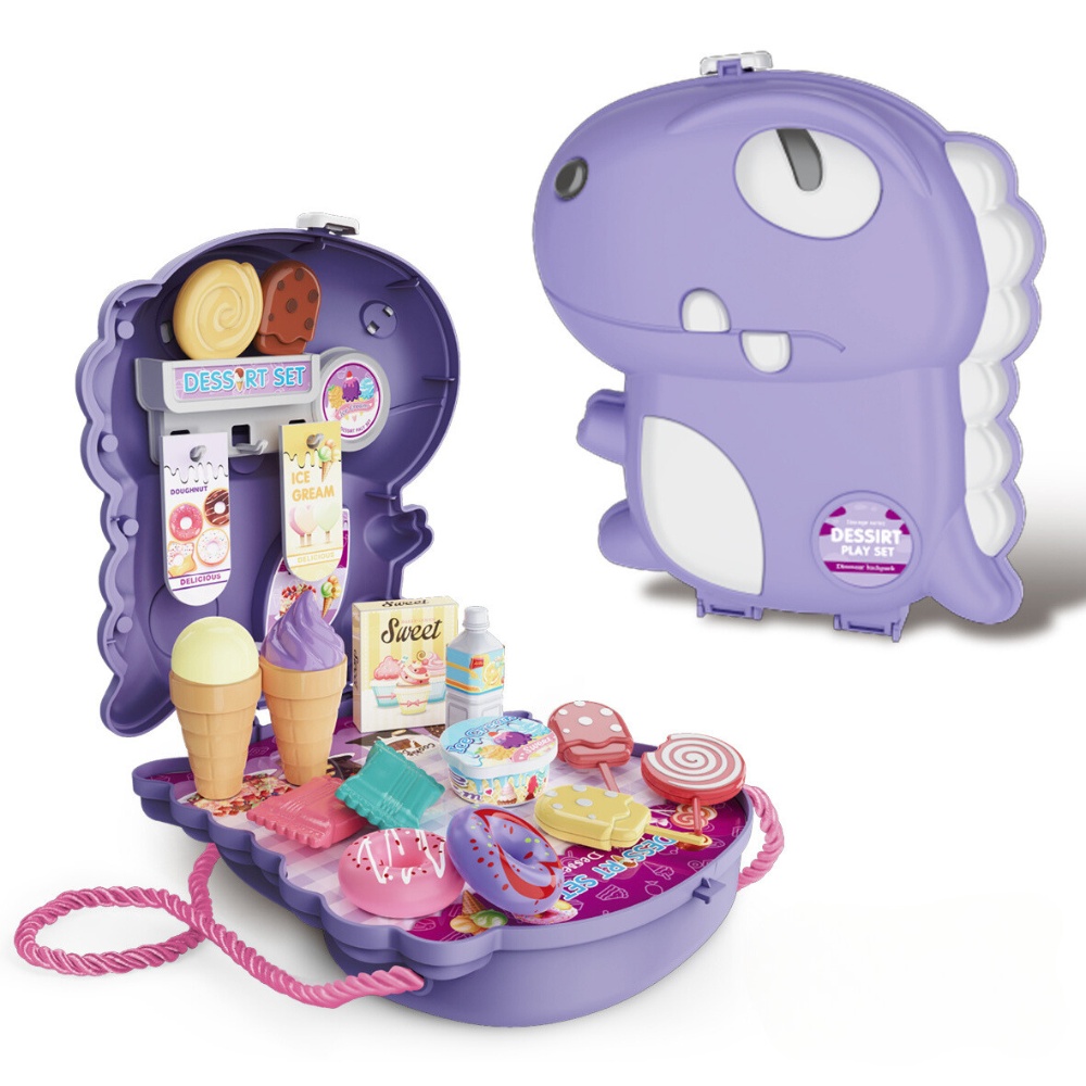 Cogo - Pretend & Play 2-in-1 Dessert Food Set with Dinosaur Satchel - 21 Pieces