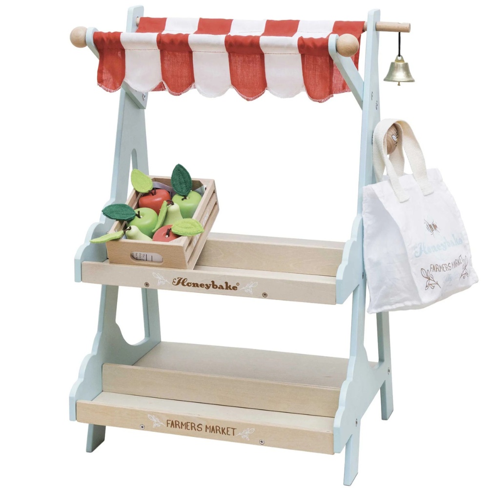 Le Toy Van - Wooden Market Stall & Fruit Play Food Crate - 3pcs