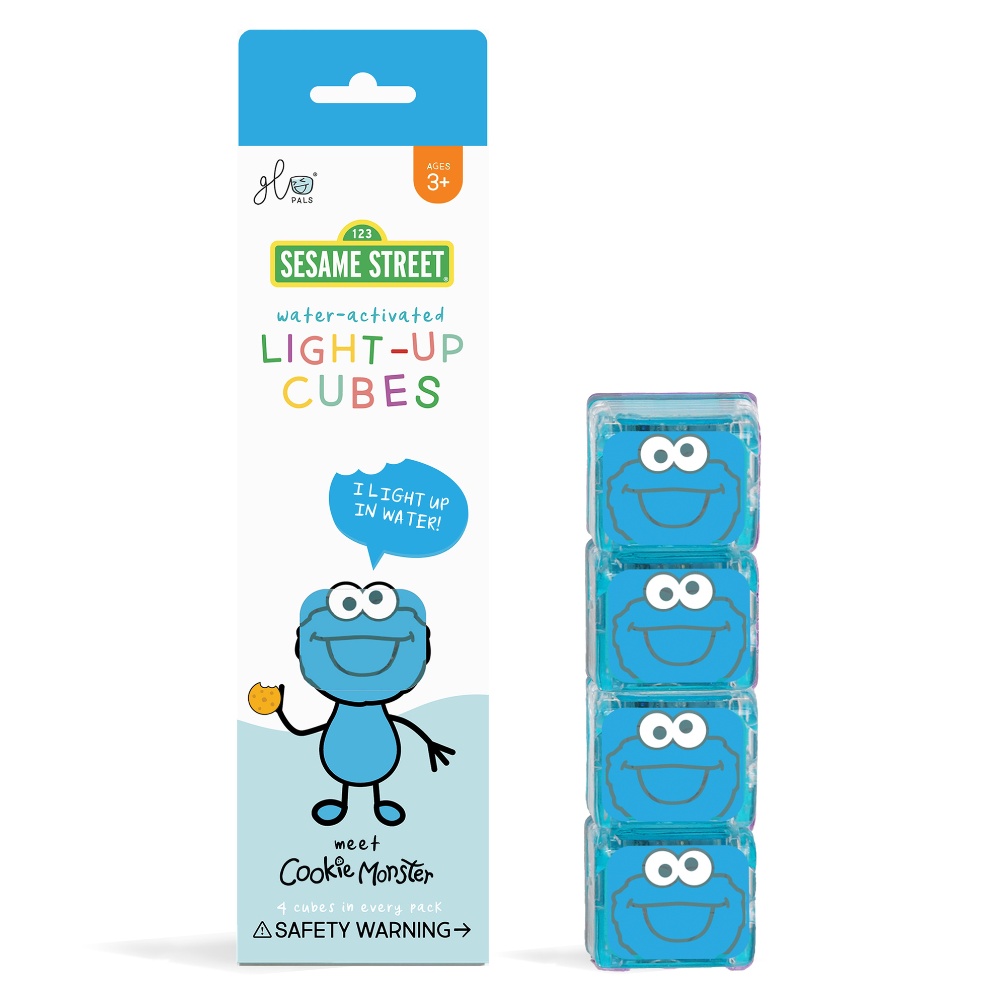 Glo Pals - Water Activated Light-Up Sensory Toys - Cookie Monster Sesame Street (4 Pack)