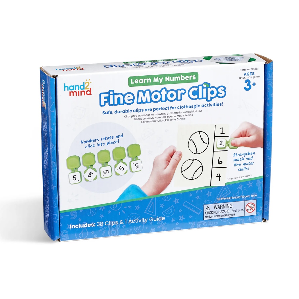 Hand2Mind - Learn My Numbers Fine Motor Clips - Counting Skills for Kids