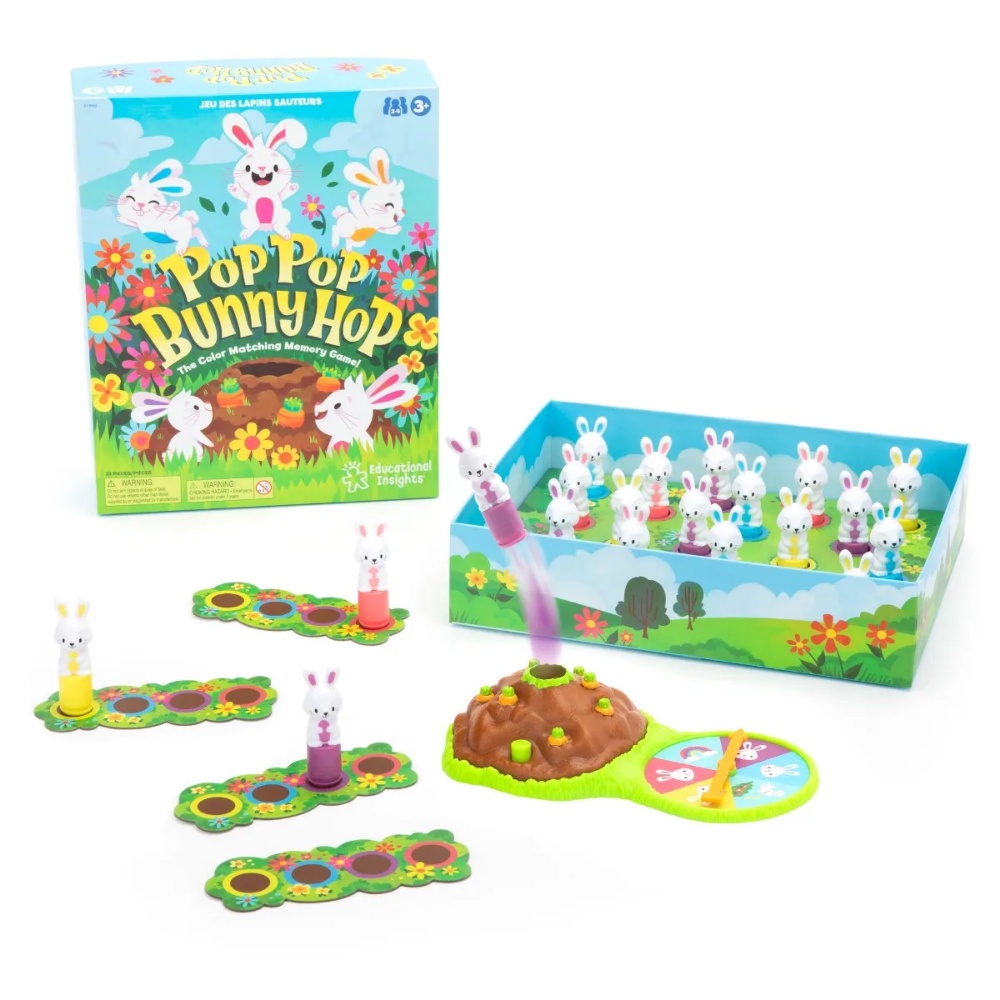 Educational Insights - Pop Pop Bunny Hop - Colour Matching Memory Game for Kids