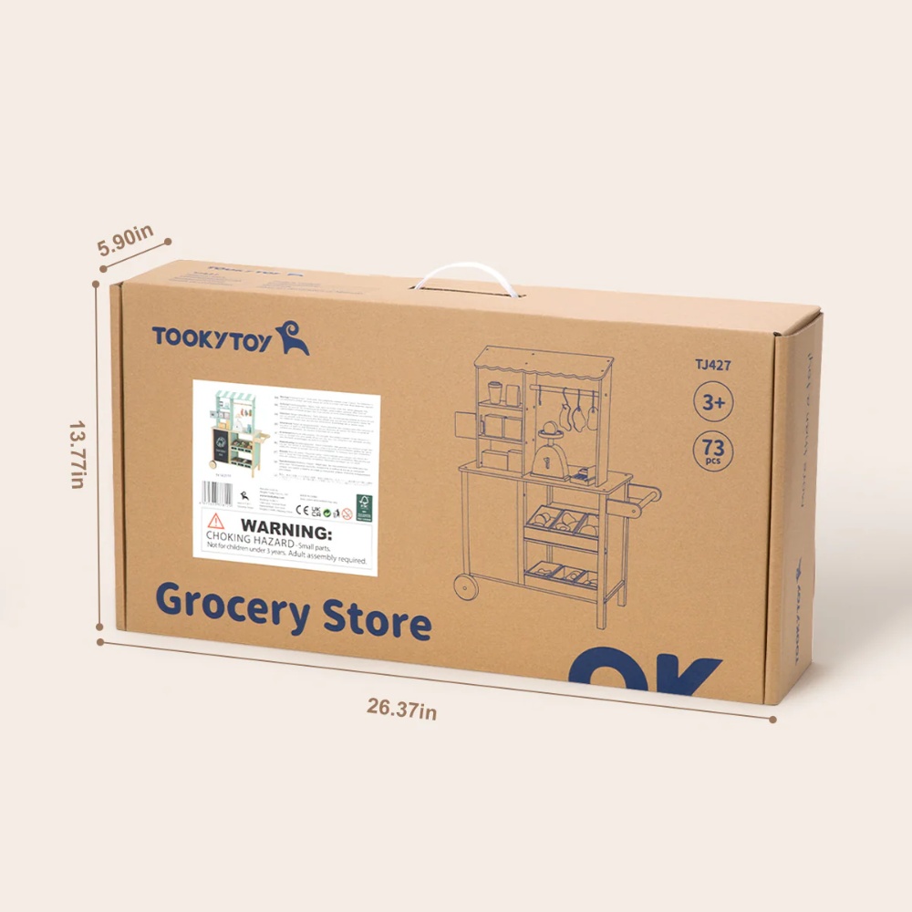 TookyToy - Pretend Play Wooden Grocery Store with Accessories