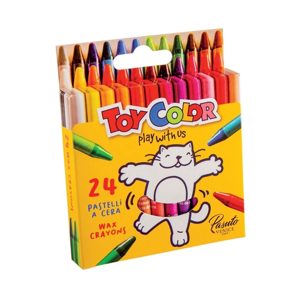 Toy Color - Junior Wax Crayons - Non-Toxic - 24 Pack Box, 8mm