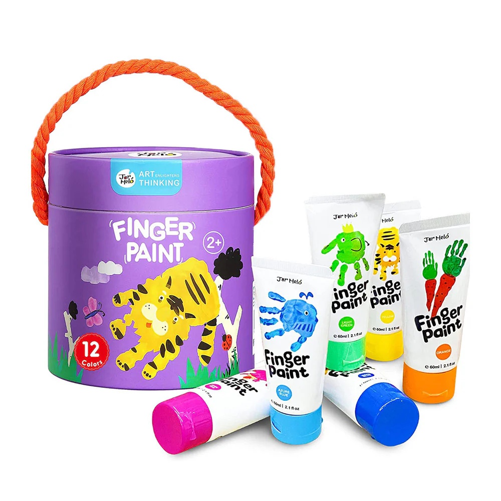 Jar Meló - Finger Paint - Non-Toxic & Safe for Kids - 12 Colours