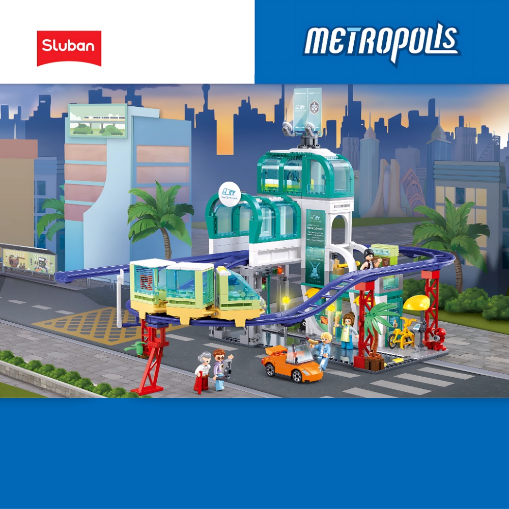 Sluban Building Set: Metropolis - Central Train Station - 605 Pieces