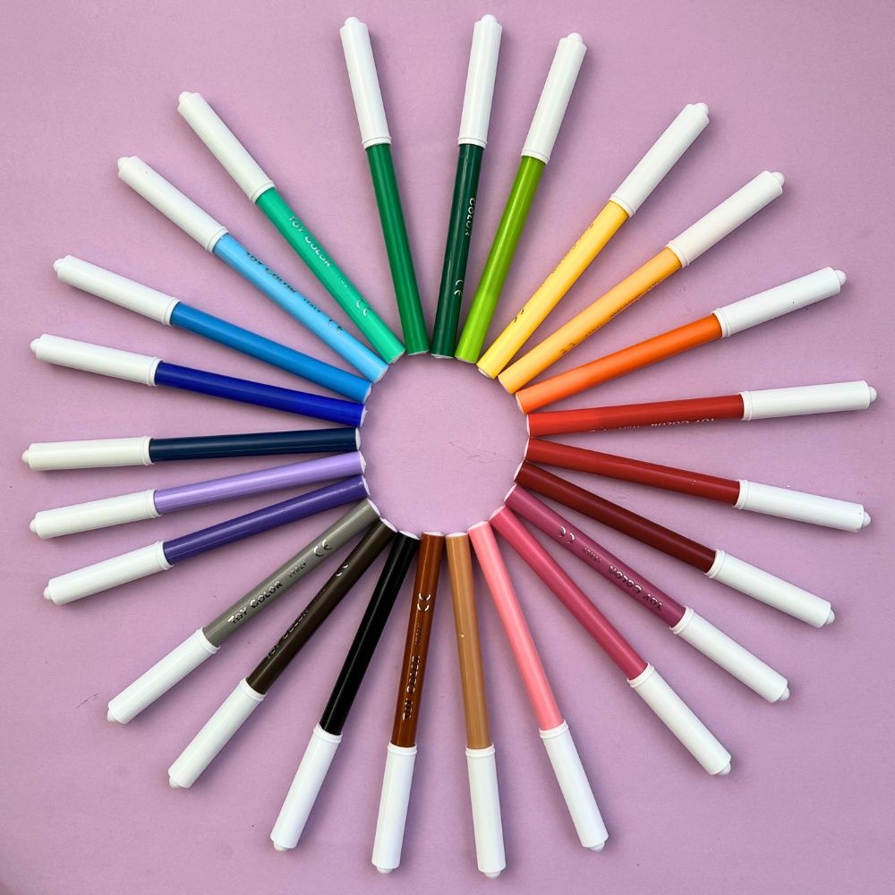 Toy Color - Junior Markers - 24 Pack Fine Tip Fibre Pens, 2.9mm
