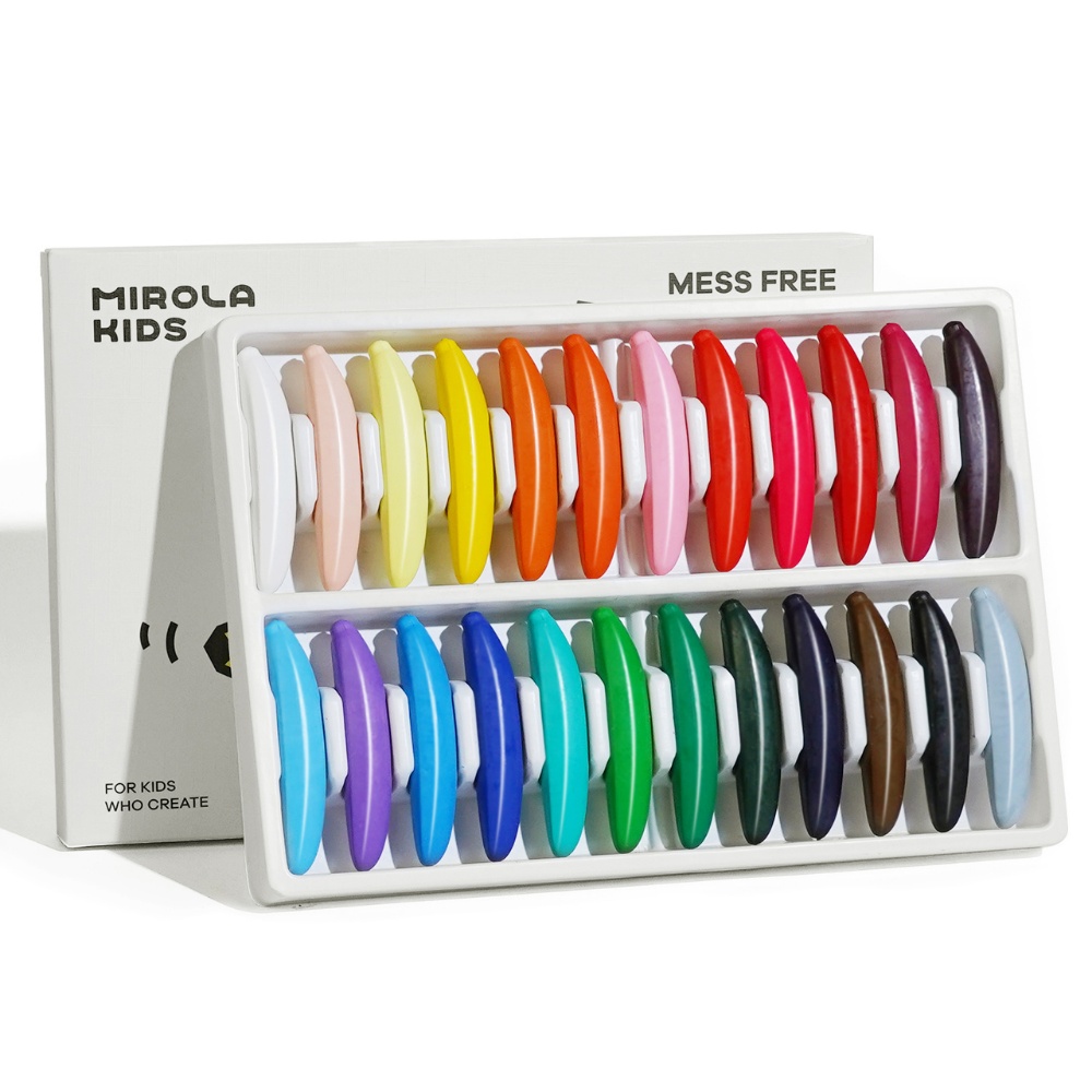 Jar Meló - Beeswax Crayons Banana Shape - 24 Washable & Non-Toxic Colours