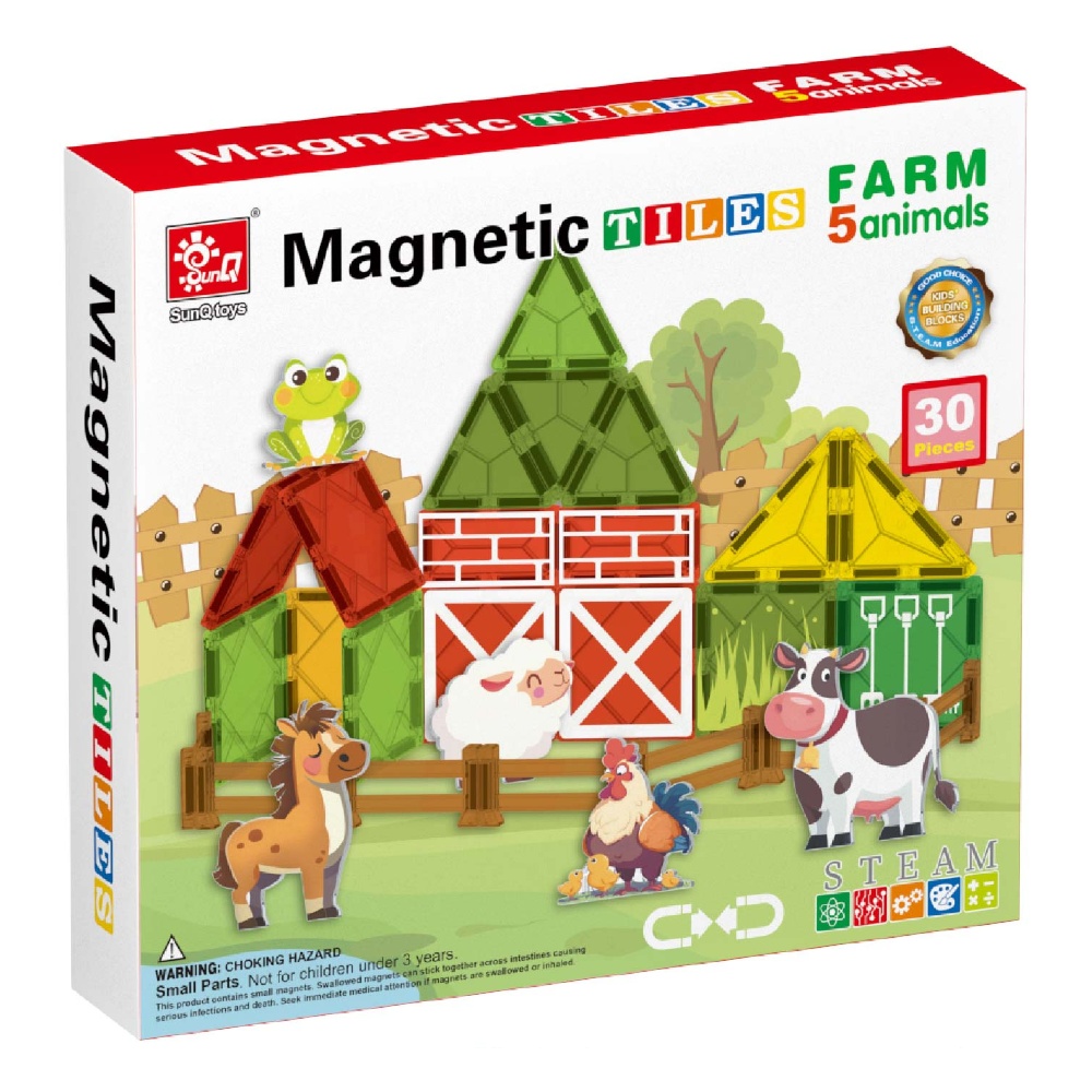 Magnetic Tiles - Farm Animals Set - 30 Pieces