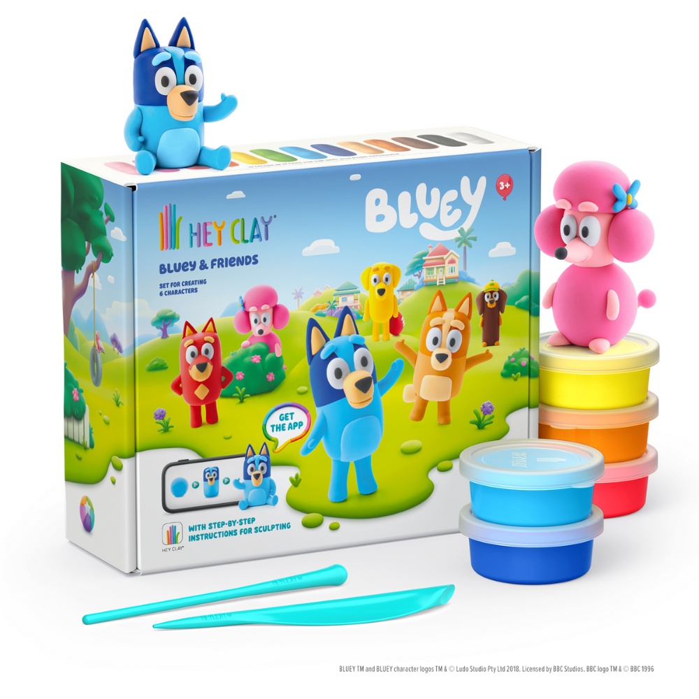 Hey Clay - Modelling Air-Dry Clay with Fun Interactive App - Bluey and Friends, 15 cans