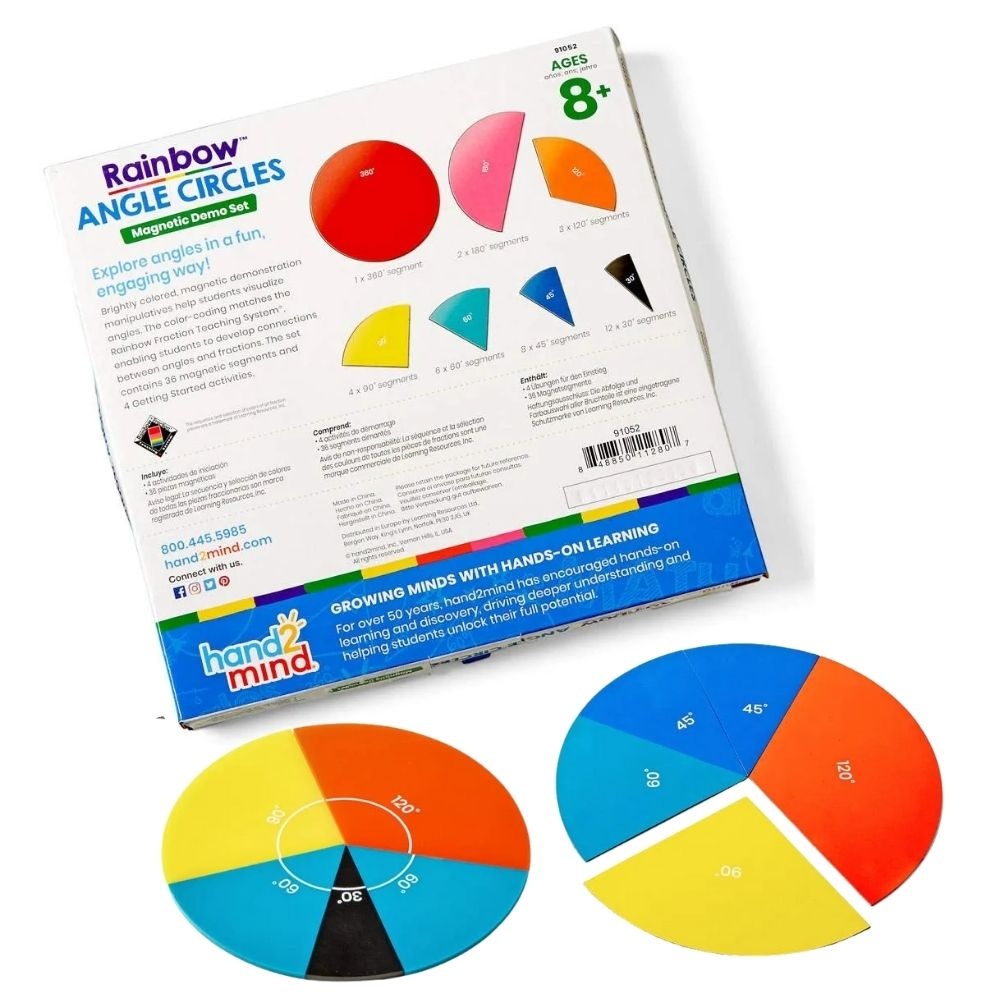 Hand2Mind - Rainbow™ Angle Circles - Angle Teaching Mangetic Demo Set