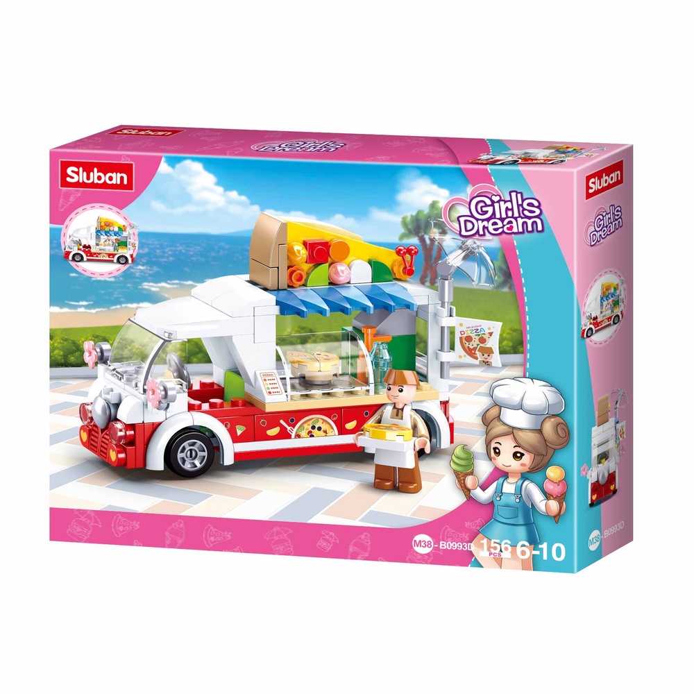Sluban Building Set: Girls Dream - Pizza Truck - 156pcs