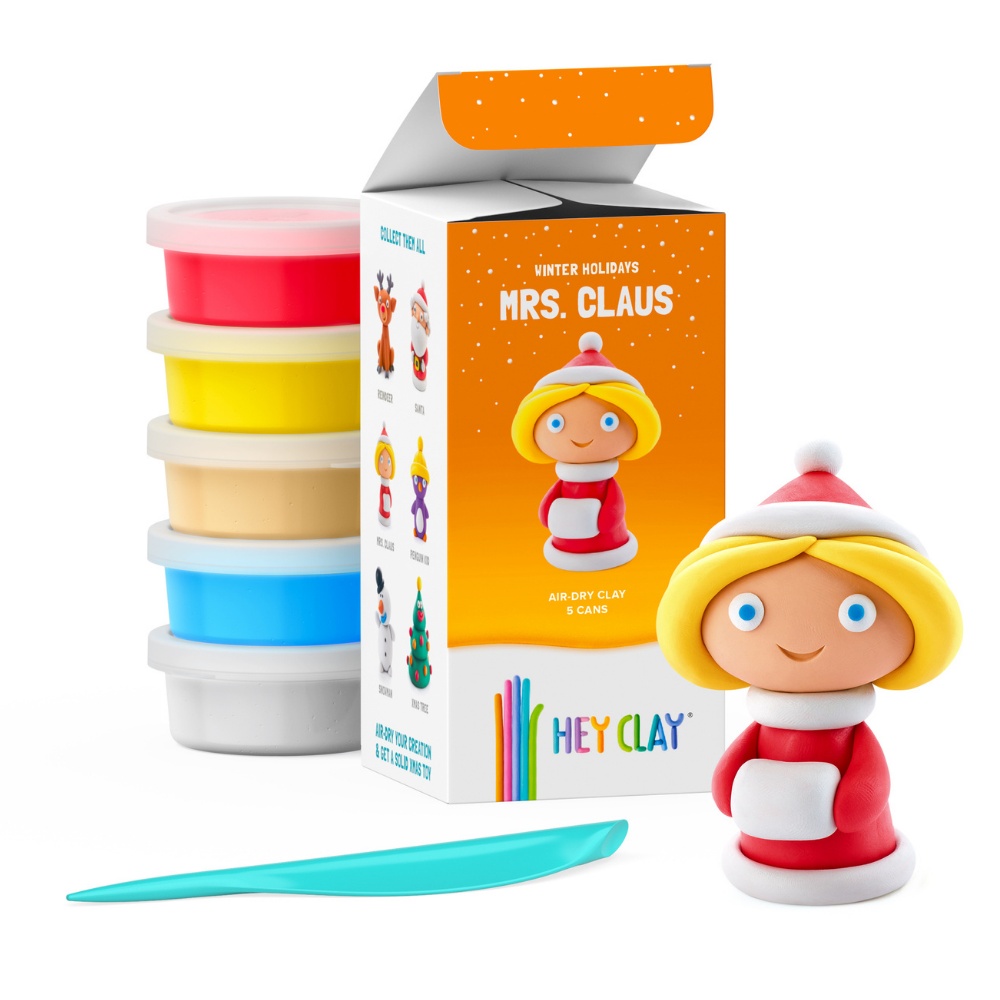 Hey Clay - Modelling Air-Dry Clay with Fun Interactive App - Mrs. Claus, Christmas Series, 5 cans