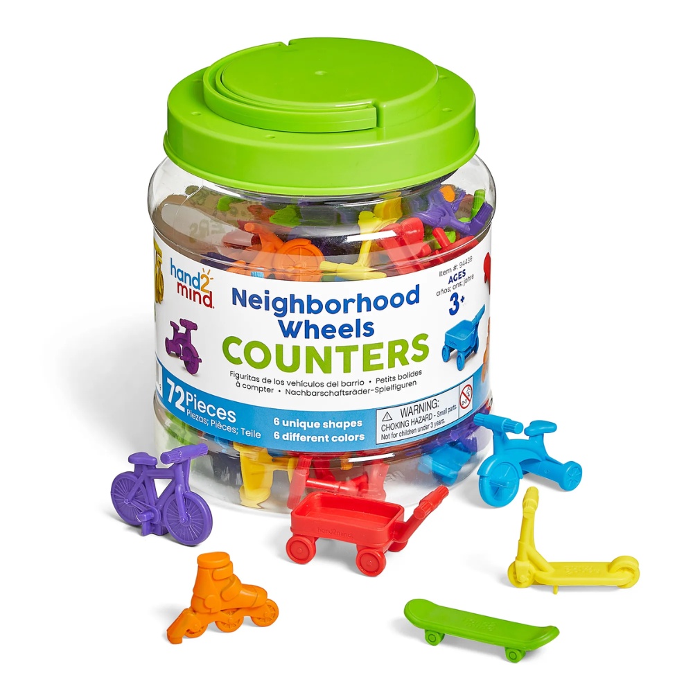Hand2Mind - Neighborhood Wheels Counters - Transport Sorting & Counting Set 72pcs