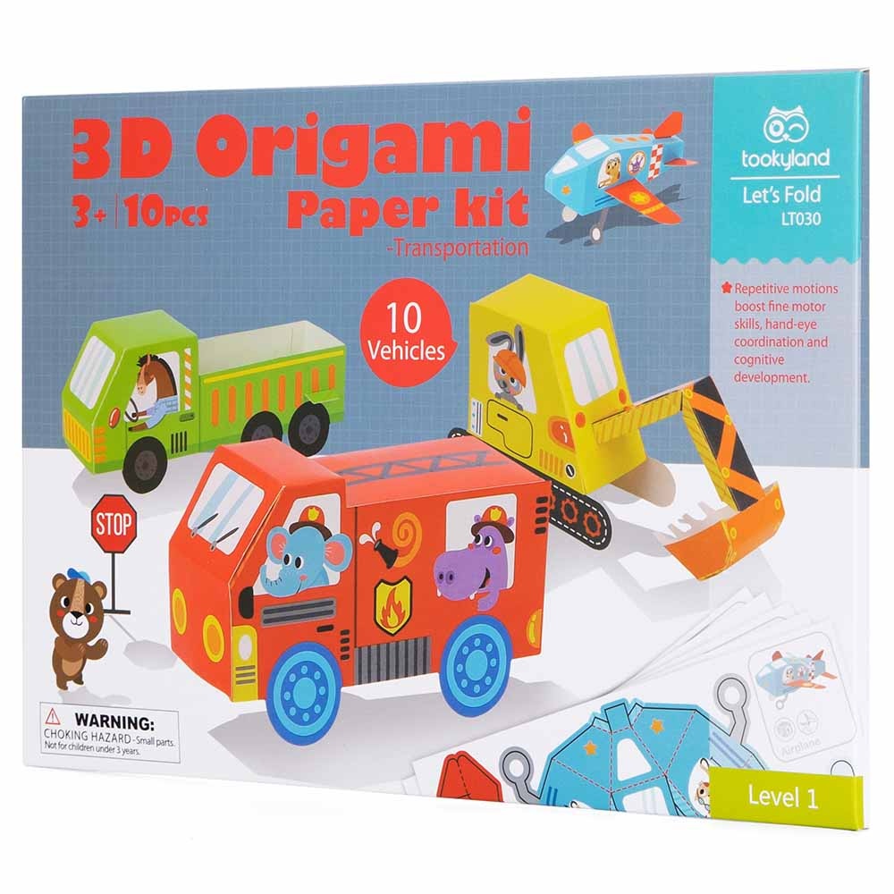 TookyToy - Let's Fold 3D Origami Paper Kit - Traffic