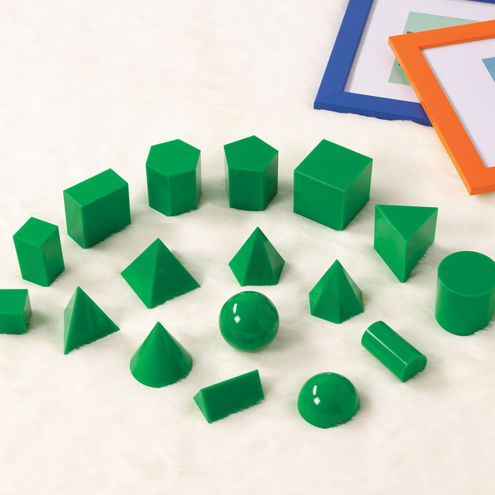 EDX Education - Geometric Solids - 5cm Green Plastic - 17pcs