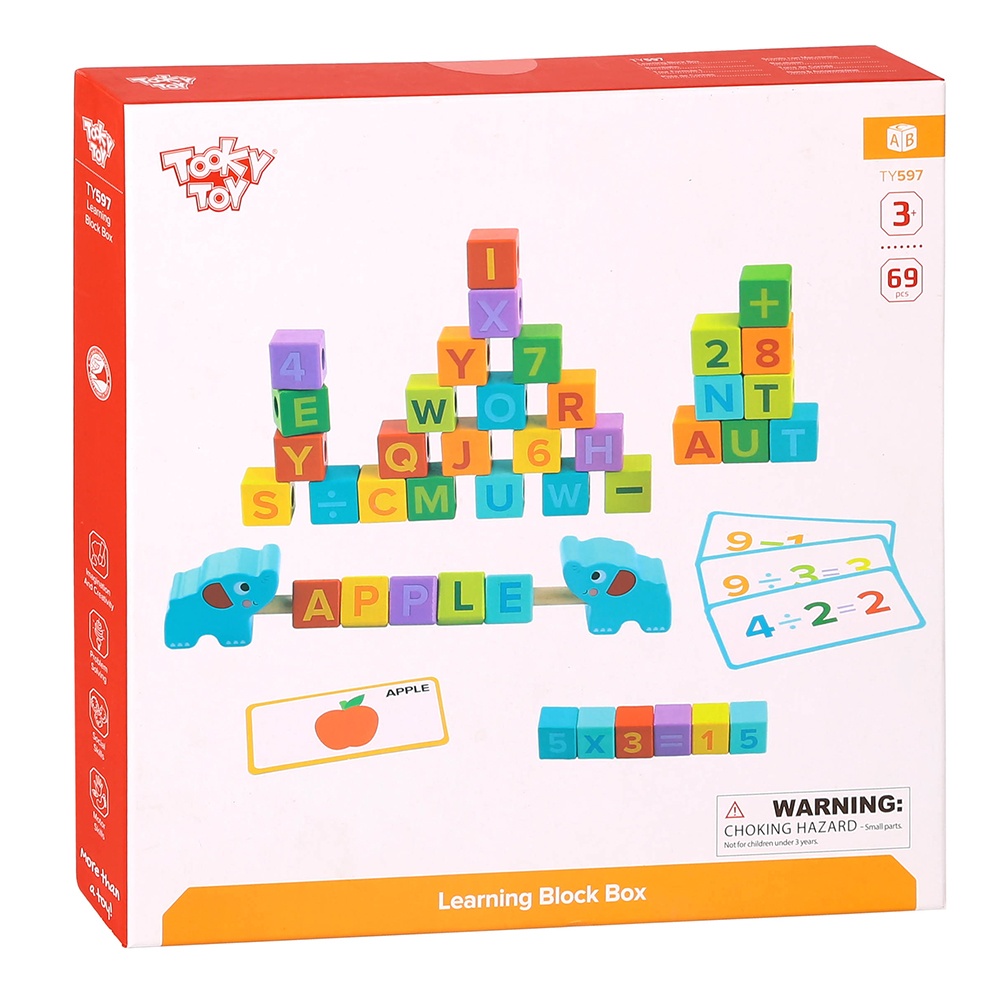 TookyToy - ABC & 123 Learning Wooden Blocks Box