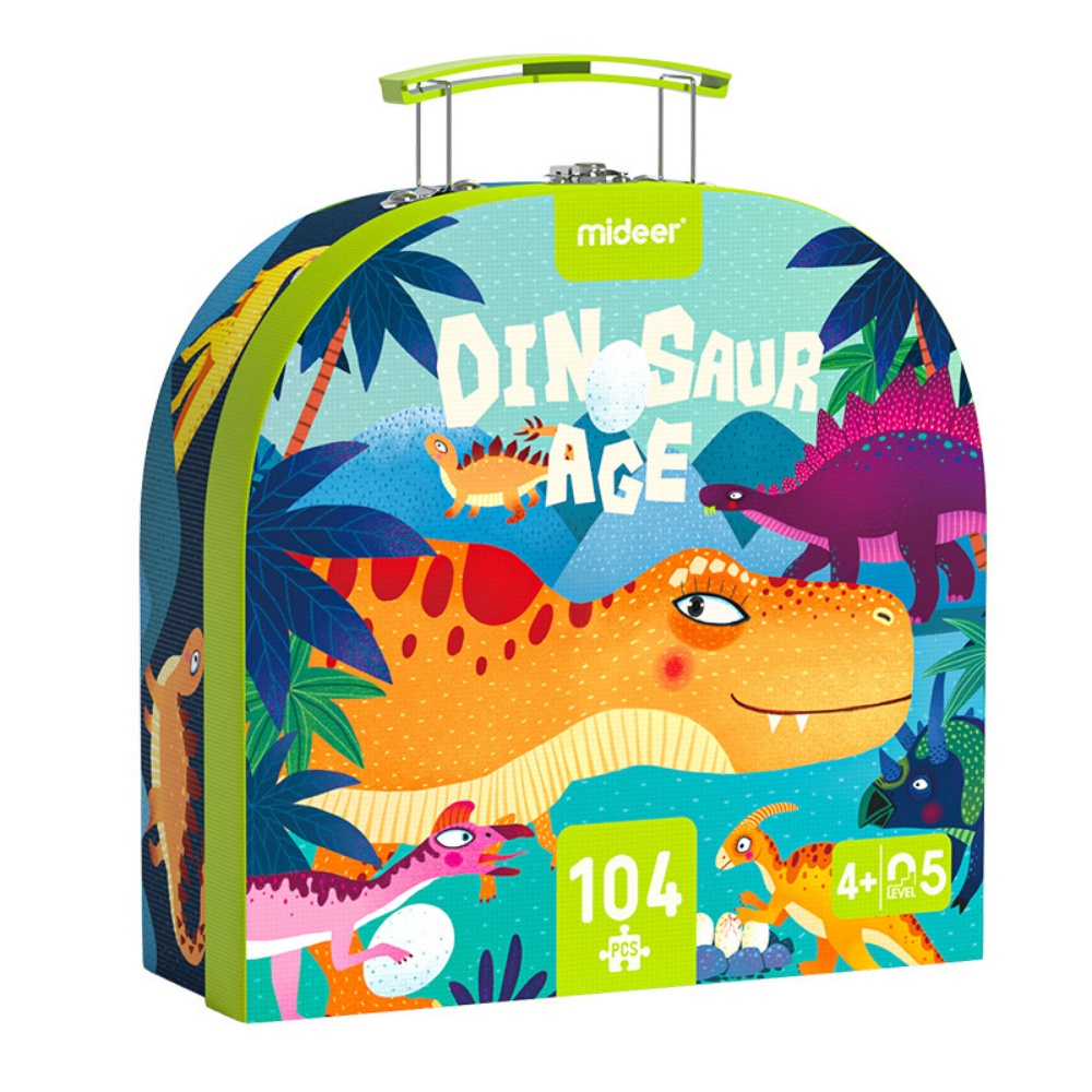 Mideer - Gift Box Jigsaw Puzzle for Kids - Dinosaur Age - 104 Pieces